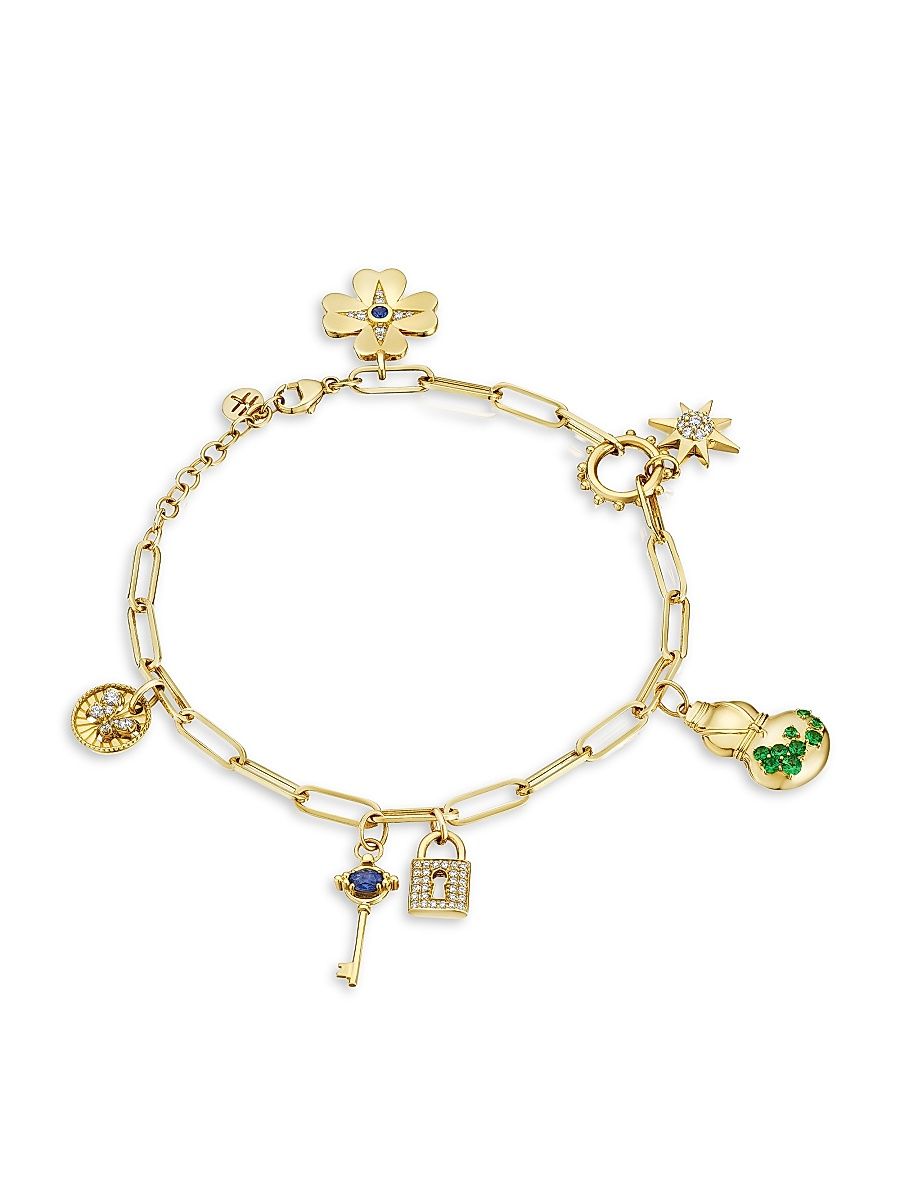 Women's Penka 18K Yellow Gold & Multi-Gemstone Charm Bracelet - Yellow Gold