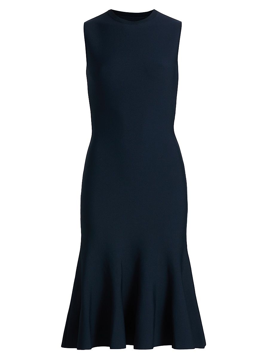 Stella McCartney Women's Compact Knit Peplum Midi-Dress - Navy - Size XL