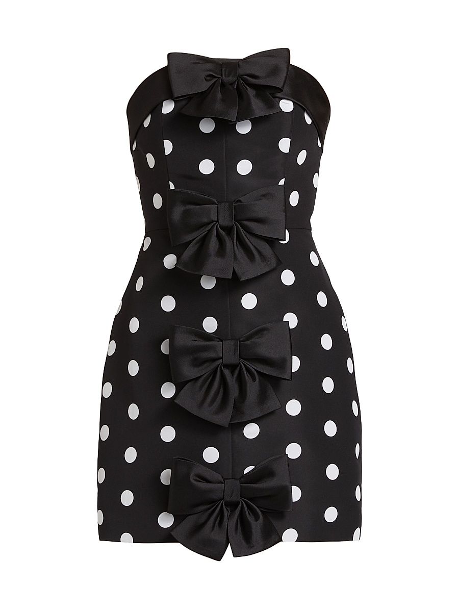 Women's Georgie Polka Dot Silk Minidress - Black With White Polka Dot - Size 6