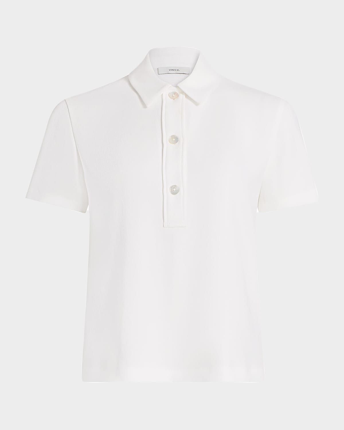 Crepe Short-Sleeve Polo Shirt