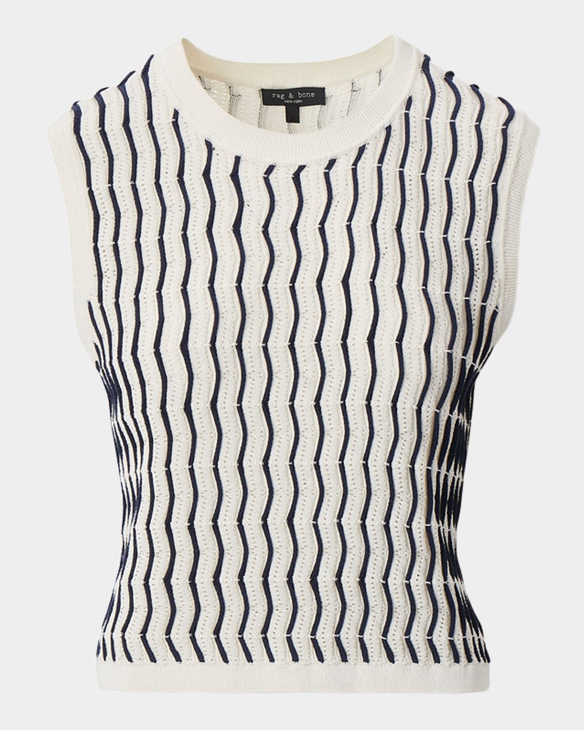Leslie Striped Pointelle-Knit Vest