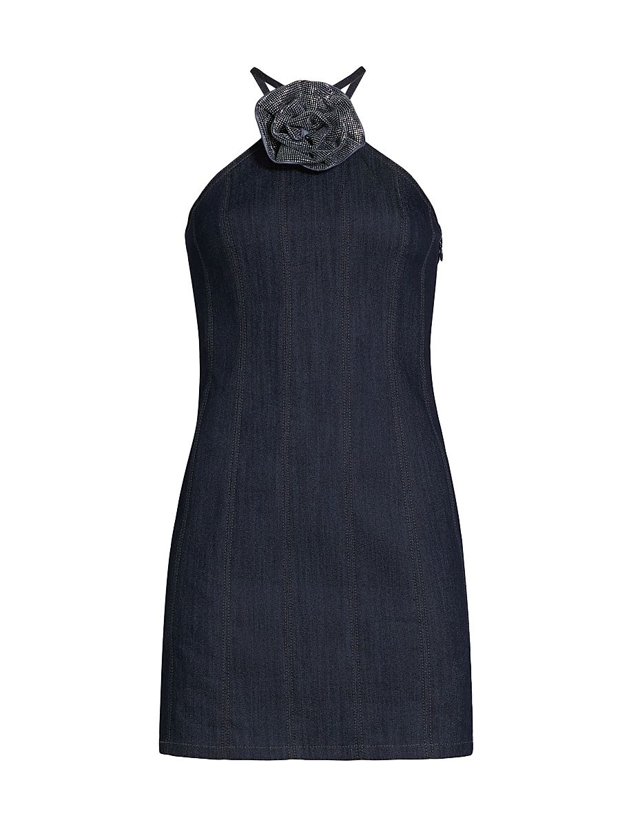 Women's Odetta Denim Halter Minidress - Indigo - Size 14