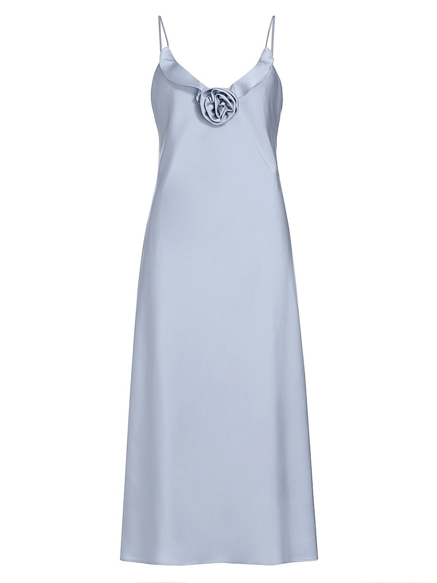 Women's Bailey Satin Rosette Midi-Dress - Ice Blue - Size XS