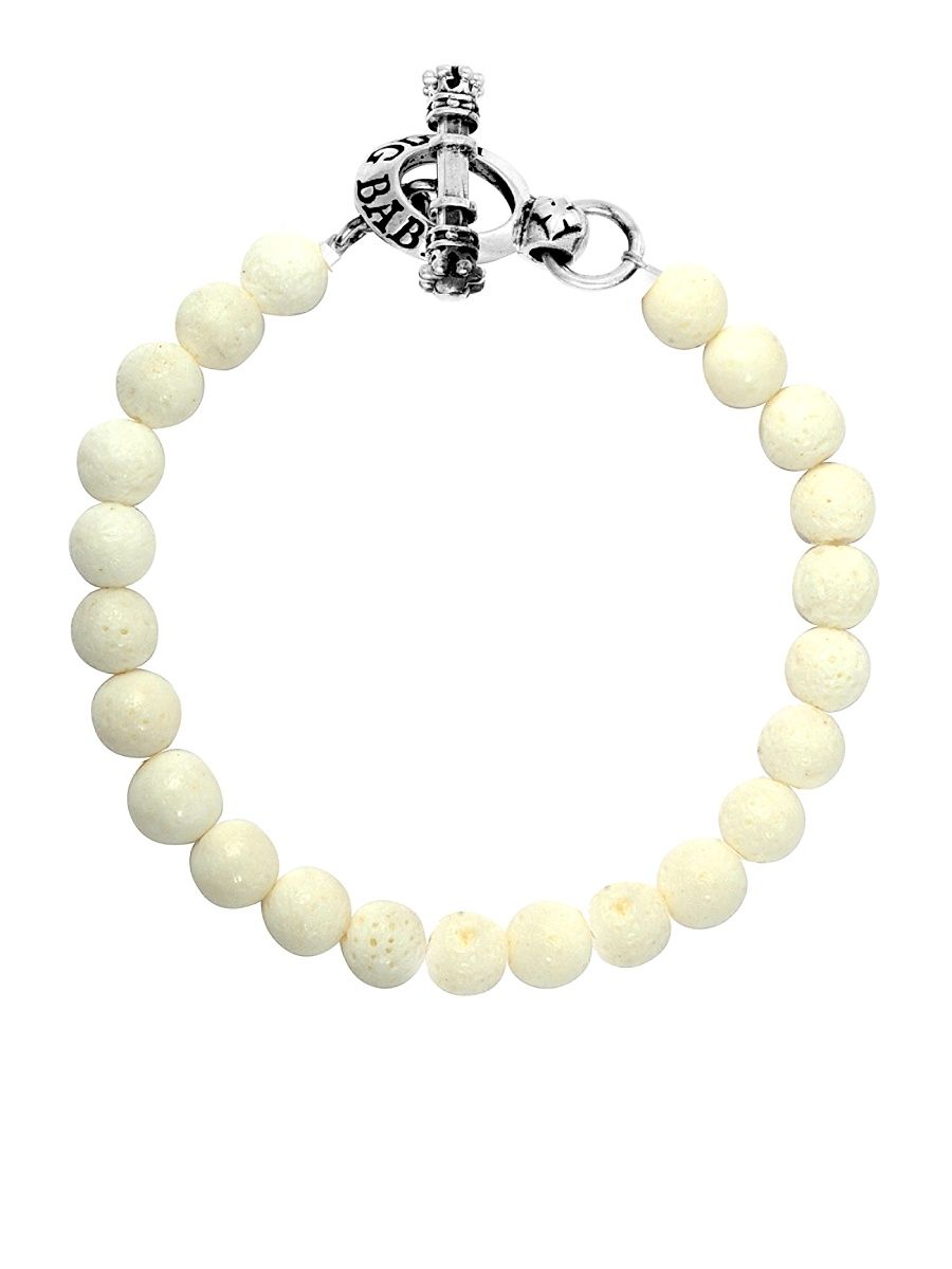 Men's Tiger's Eye Beaded Bracelet - Silver