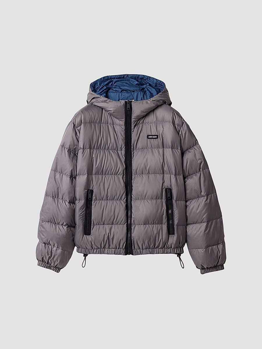 Women's Light Pongé Down Hoodie Jacket - Grey - Size 4