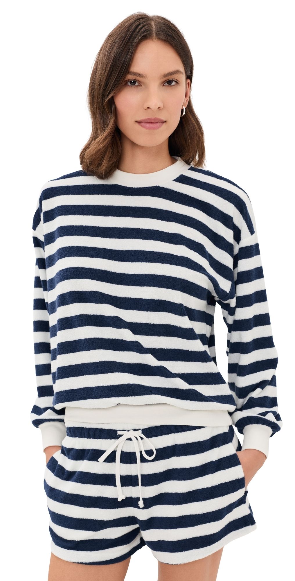 Suzie Kondi Sifnos Sweatshirt Navy Ivory Stripe M