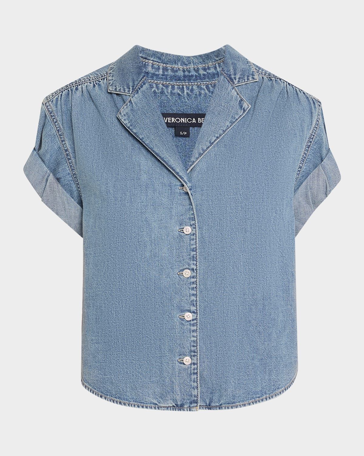 Ilene Denim Cuff-Sleeve Top