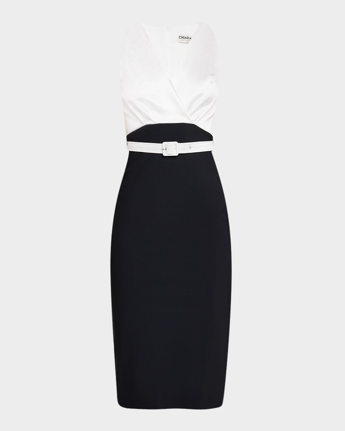 Sleeveless Satin & Jersey Bodycon Dress