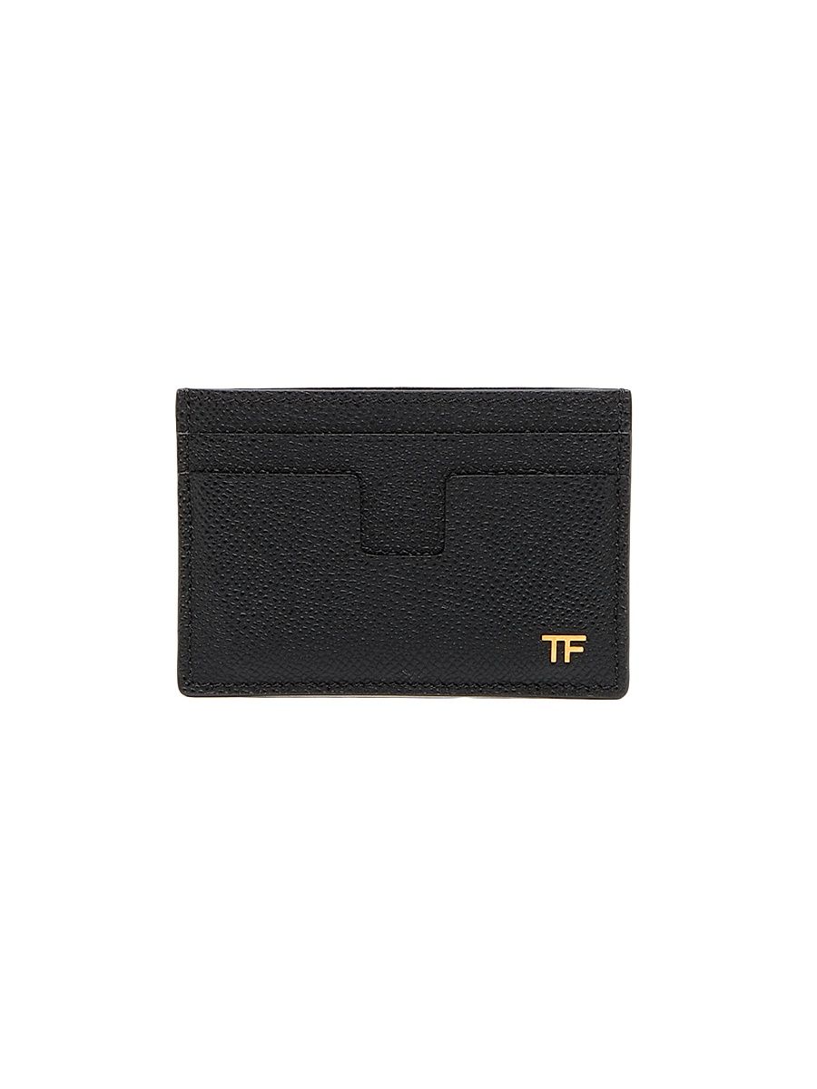 Men's T Line Classic Leather Card Holder - Black