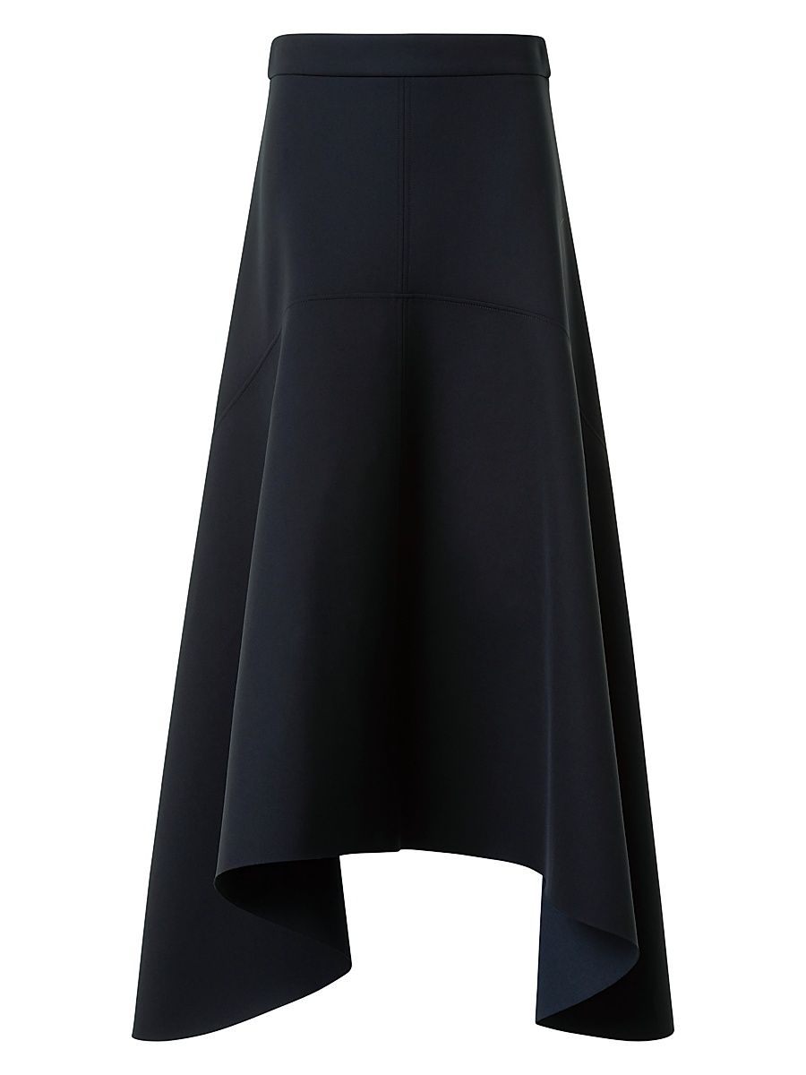 Women's Handkerchief Neoprene Midi-Skirt - Black - Size 10