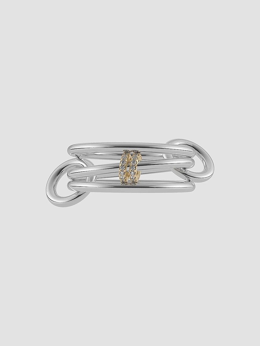 Spinelli Kilcollin Women's Acacia Gris Sterling Silver, 18K Yellow Gold & 0.14 TCW Diamond Triple-Band Ring - Multi - Size 6.5