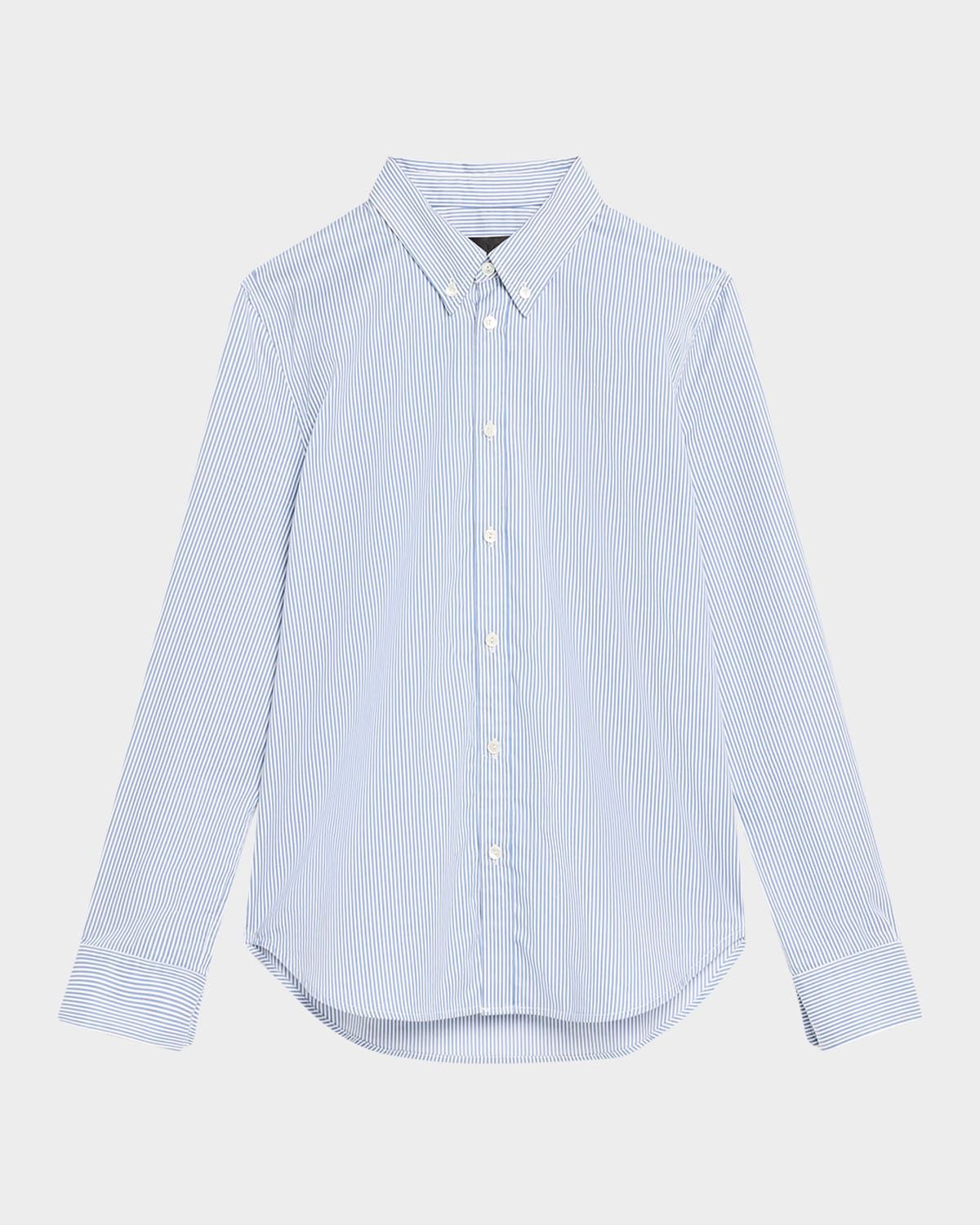 Dyllan Striped Shrunken Button-Down Shirt