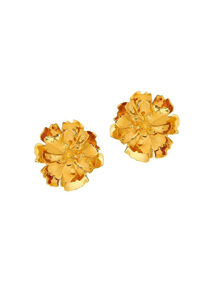 Women's 24K-Gold-Plated Brass Peony Stud Earrings - Gold