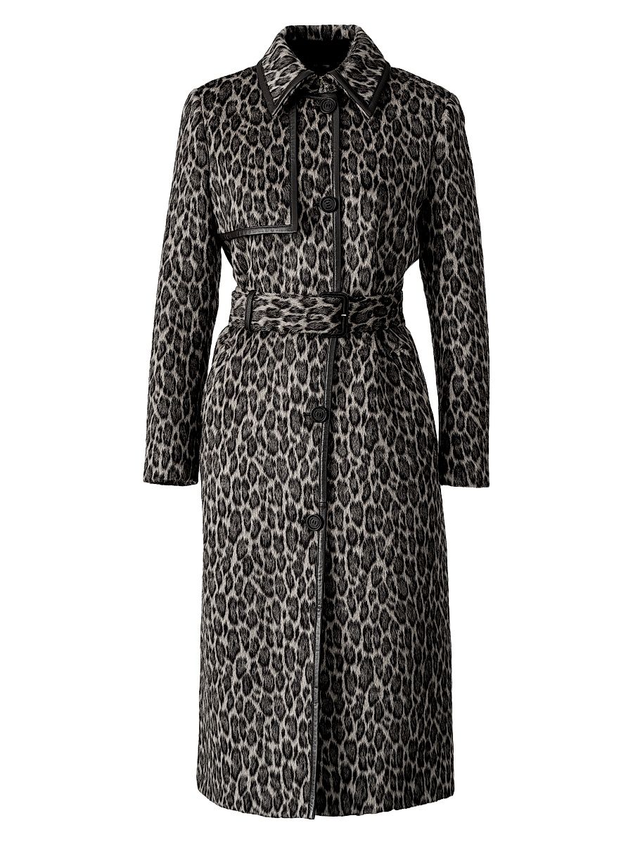 Women's Zeva Animal-Printed Wool-Blend Coat - Light Camel Multi - Size XL