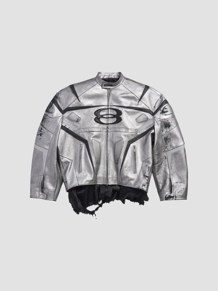Balenciaga Men's Unity Sports Icon Racer Jacket - Silver - Size XL