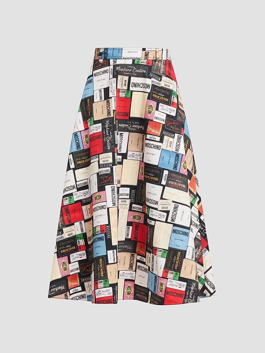 Women's Logo Patch Cotton Gabardine Midi Skirt - Size 12