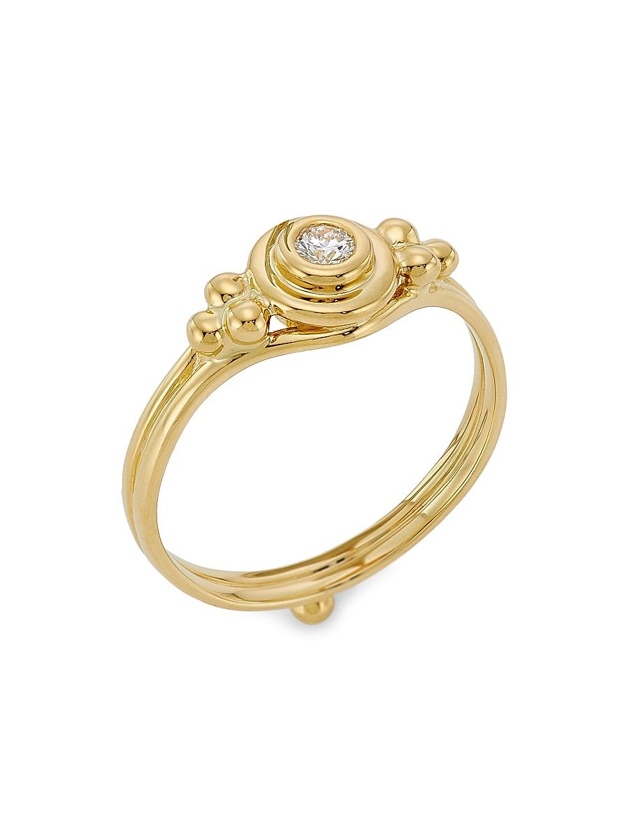Women's Florence86 Temple 18K Yellow Gold & 0.1 TCW Diamond Ring - Gold - Size 6.5