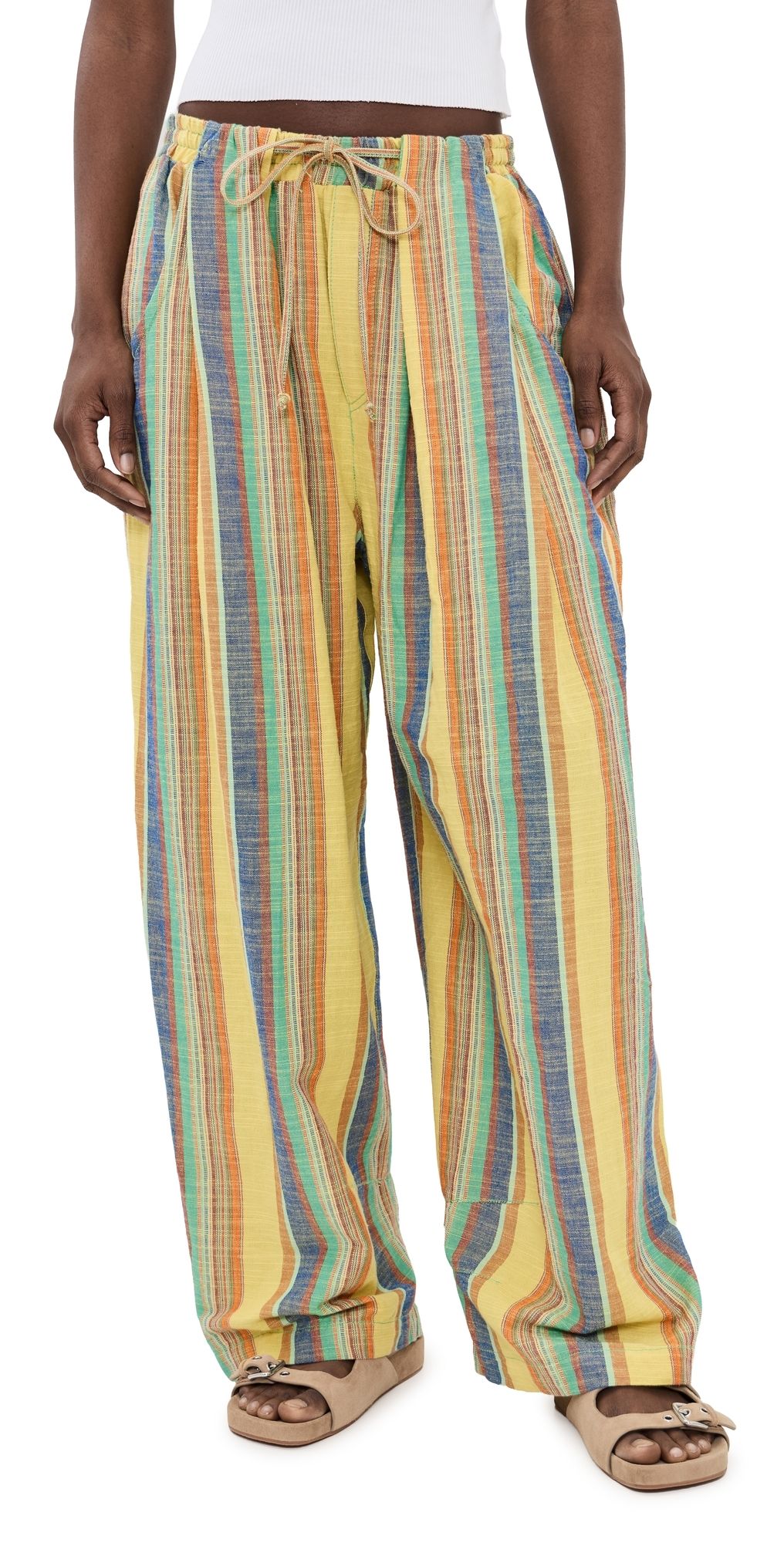 Free People Chambers Laid Back Pants Butter Yellow Combo S