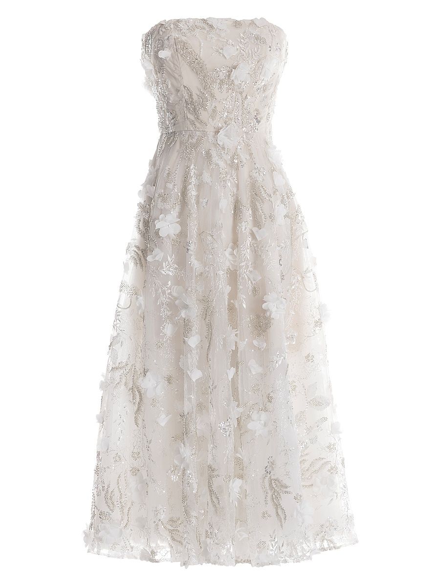 Women's Kailyn Floral Fit & Flare Midi-Dress - Off White Multi - Size Large