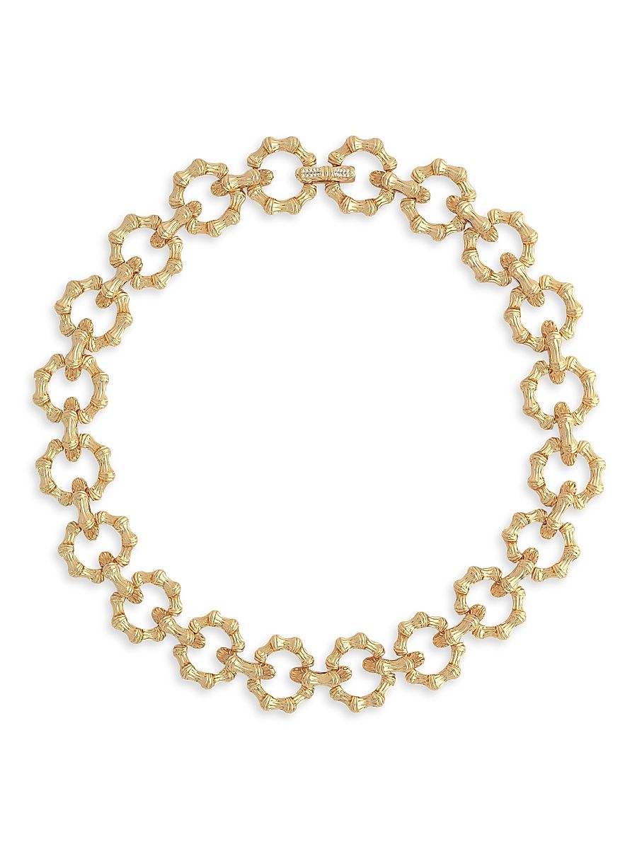 Women's Bamboo 18K Gold-Plated & Cubic Zirconia Chain Necklace - Gold