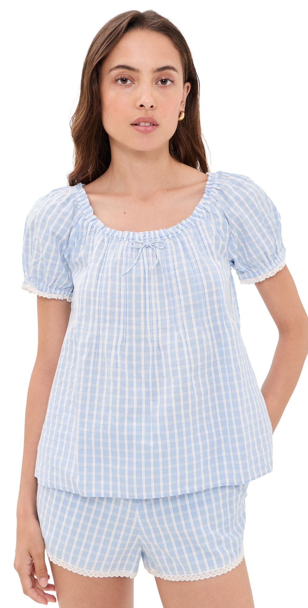 FAITHFULL Lonny Top Paloma Check/Light Blue White 4