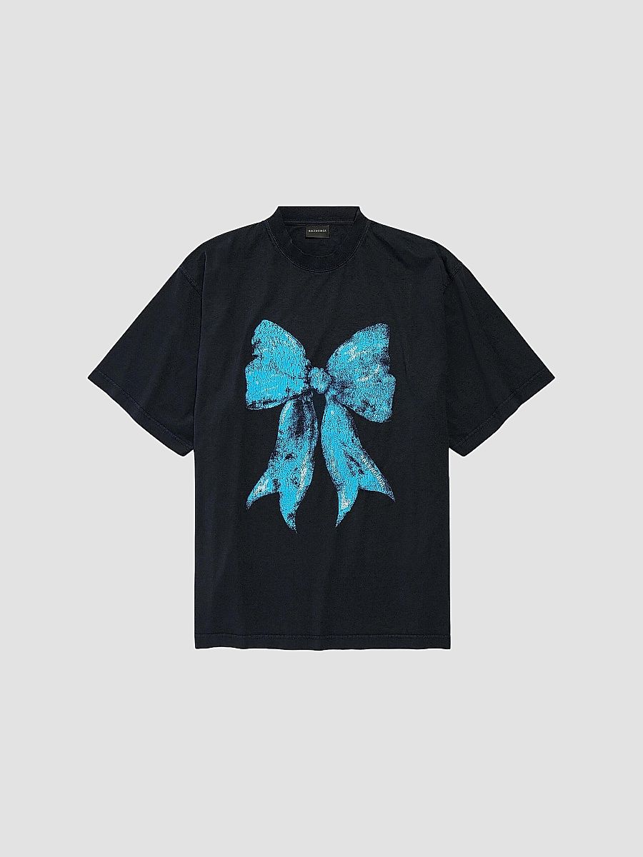 Balenciaga Women's Bow Oversized T-Shirt - Faded Black - Size XL