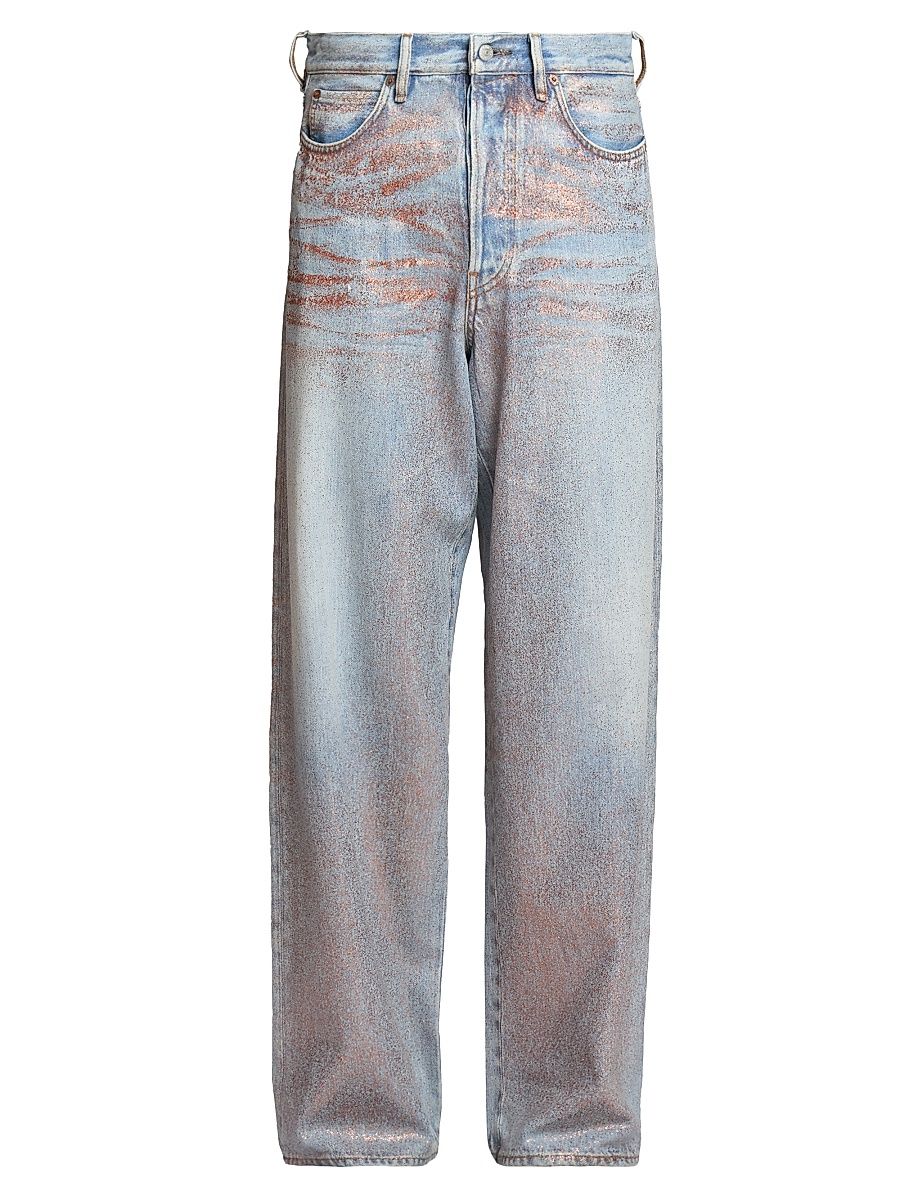 Men's Glitter Dawn Relaxed-Fit Straight-Leg Jeans - Rose Copper Light Blue - Size Small