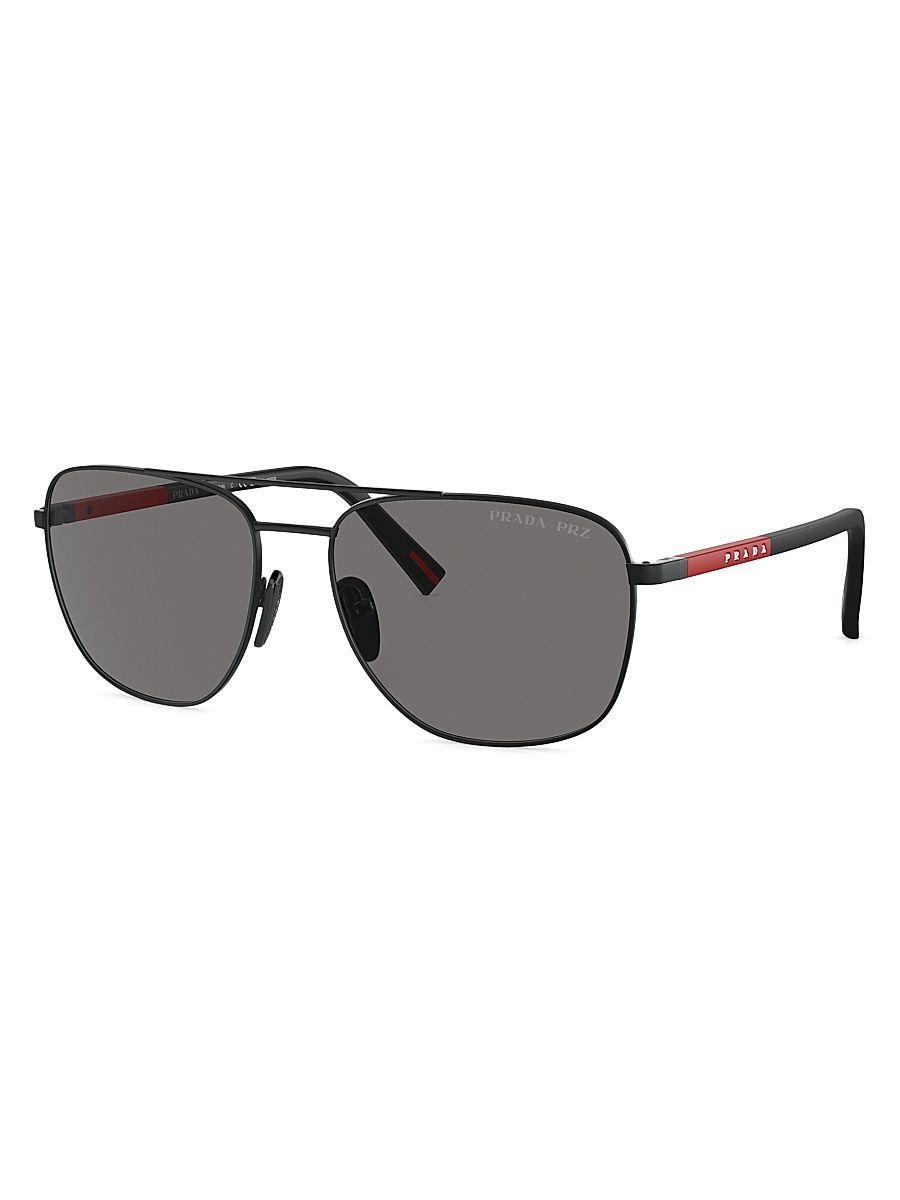 Men's PS 54ZS 60MM Oval Sunglasses - Matte Black Grey