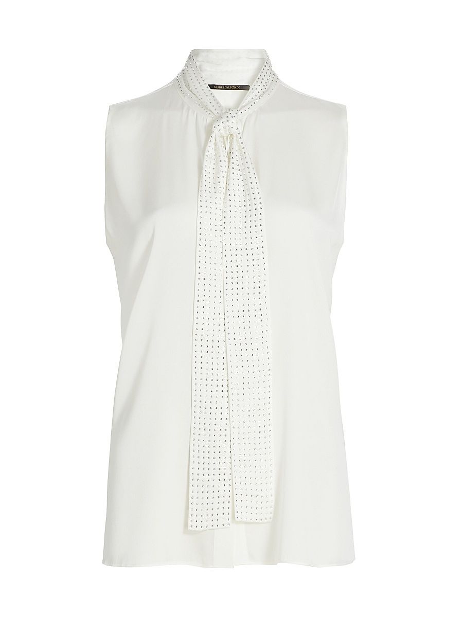 Women's Evelyn Silk-Blend Sleeveless Blouse - Ivory - Size XXL