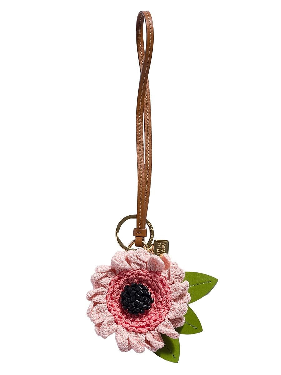 Women's Fabric and Leather Key Ring Trick - Pink