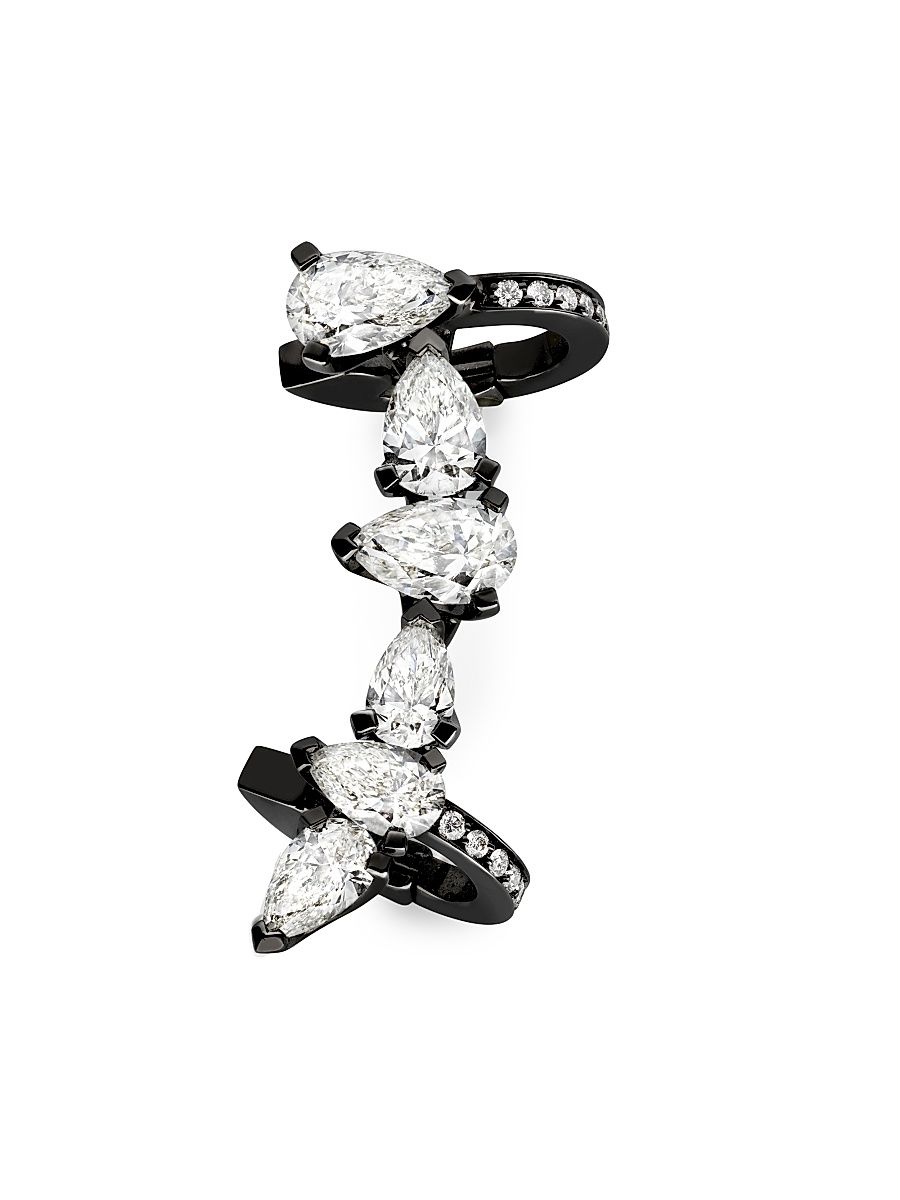 Women's Serti Sur Vide 18K Black Gold & 1.80 TCW Diamond Single Ear Cuff - Left Or Right - Black - Size Left