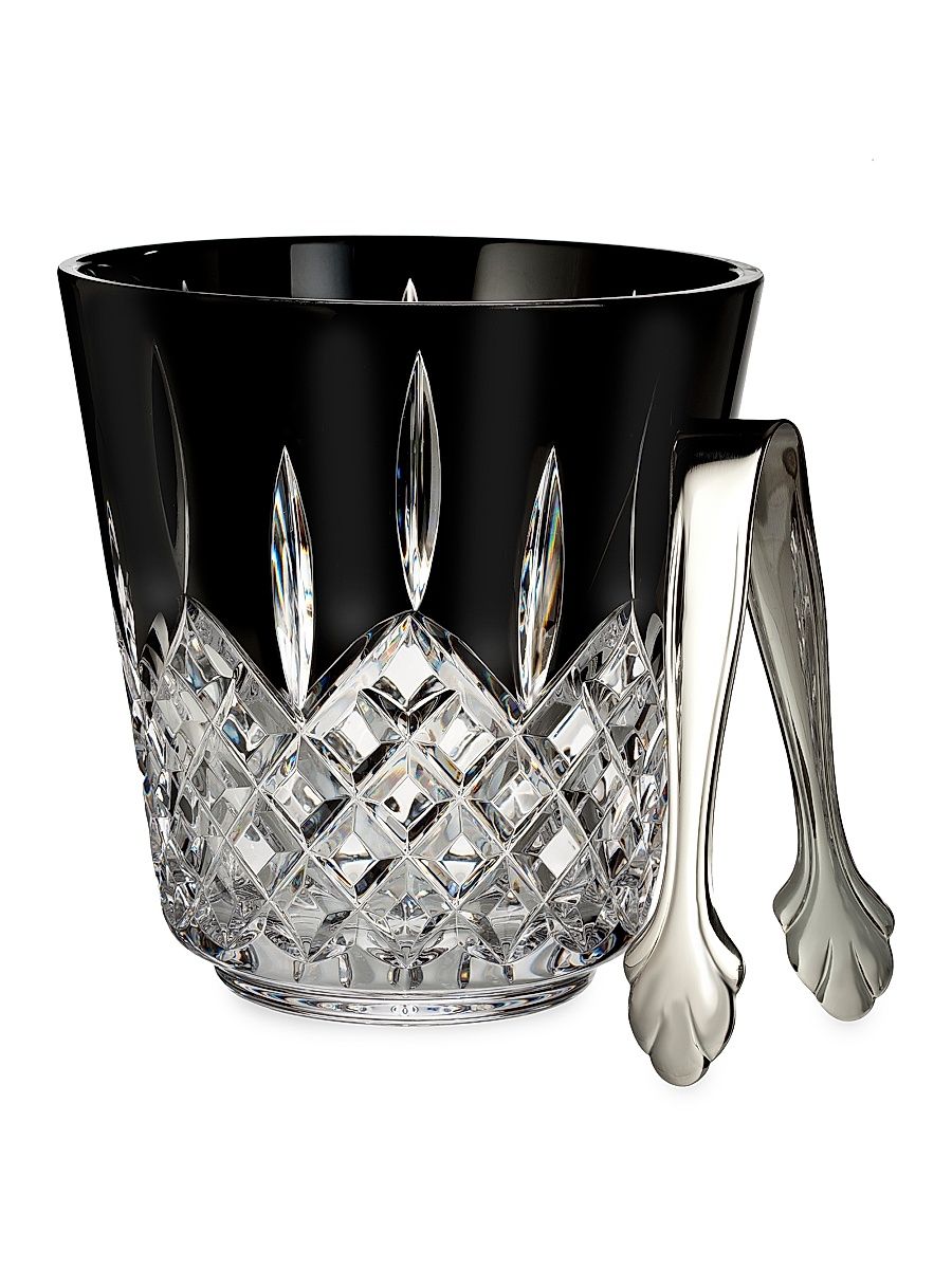 Lismore Black Ice Bucket & Tongs - Black