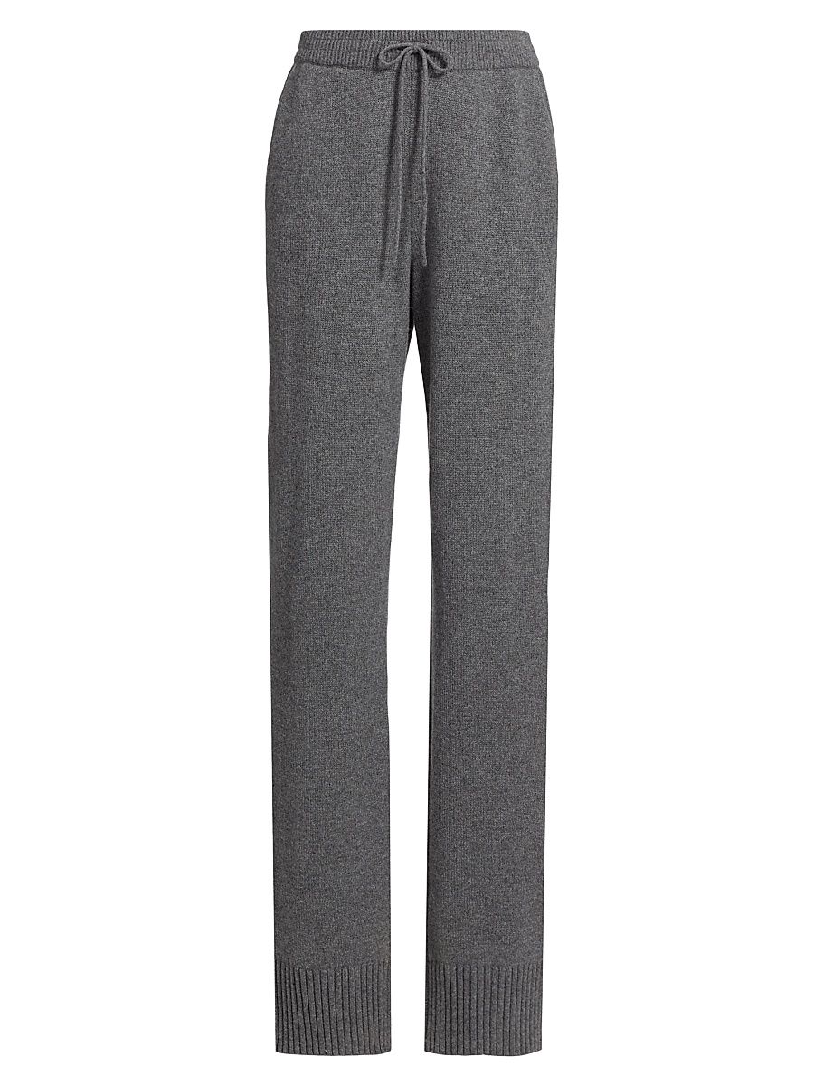 Women's Cashmere Straight-Leg Joggers - Banker Melange - Size Medium