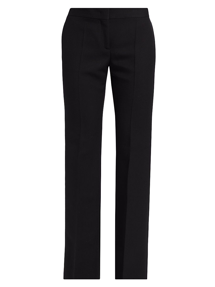 Women's Wool-Blend Straight-Leg Trousers - Black - Size 6
