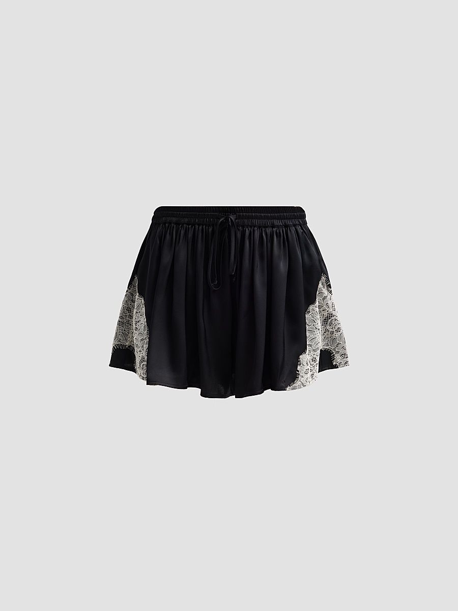 Women's Esme Satin Verne Shorts - Black Gardenia - Size XXS