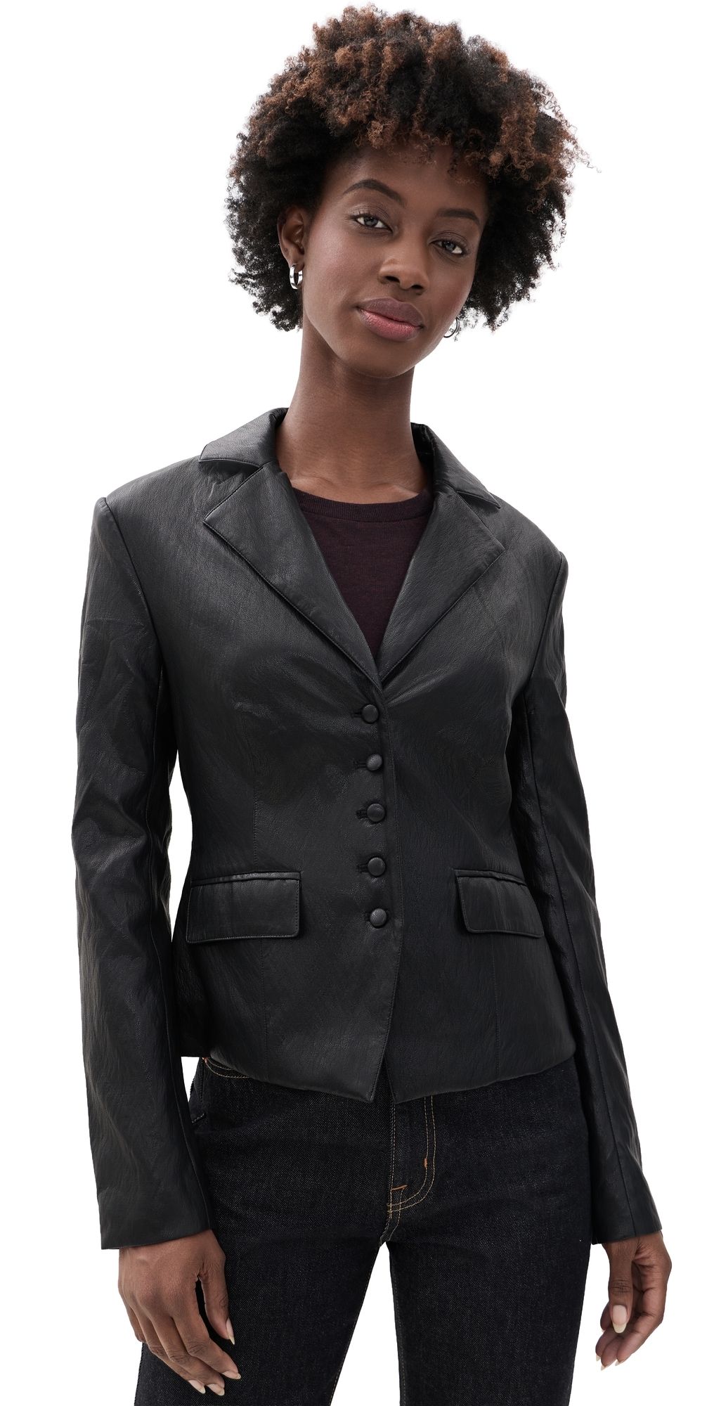 Joe's Jeans The Fitted Faux Leather Blazer Black M