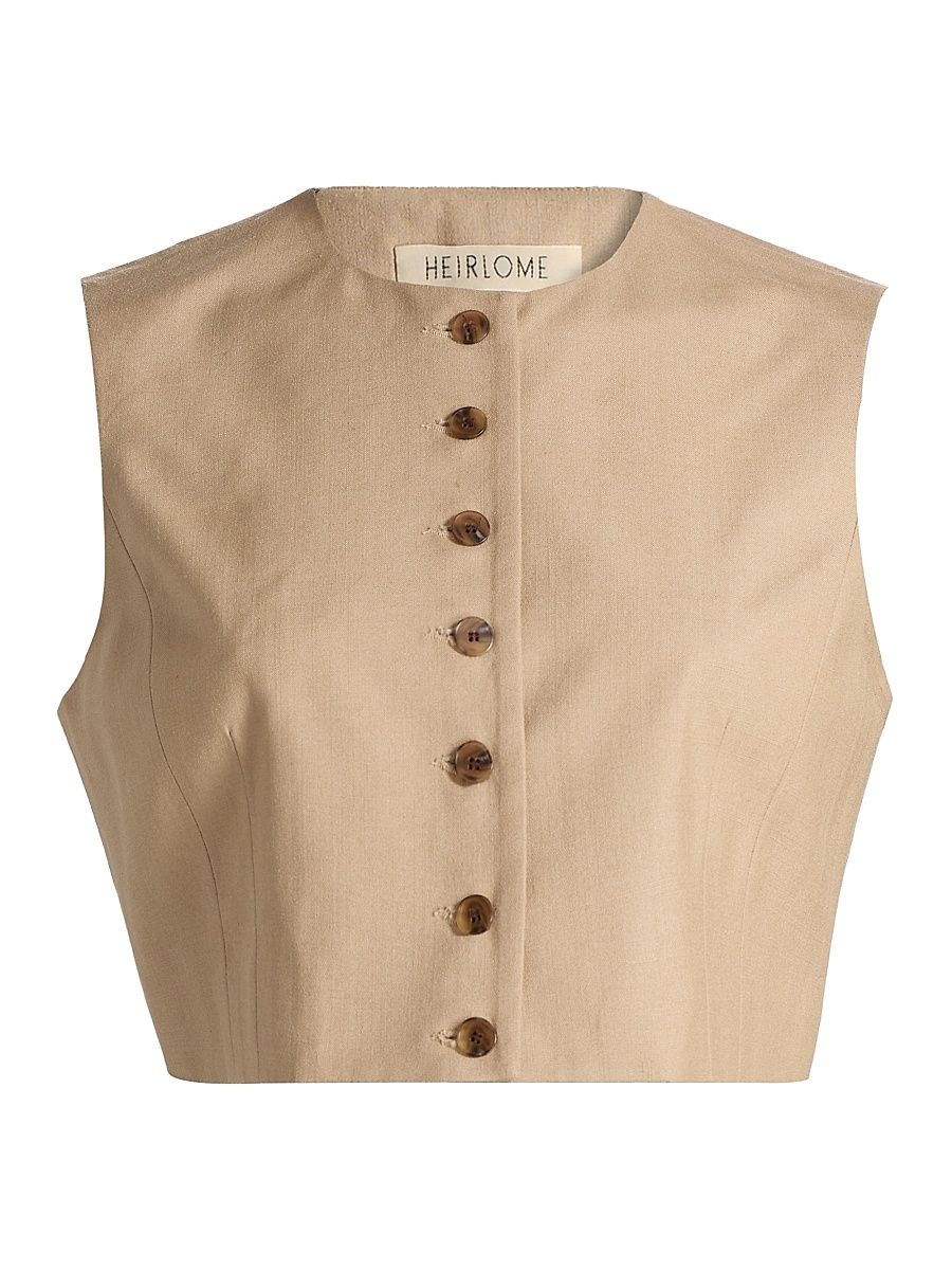 Women's Danielle Sleeveless Tussah Silk Crop Top - Natural - Size 8