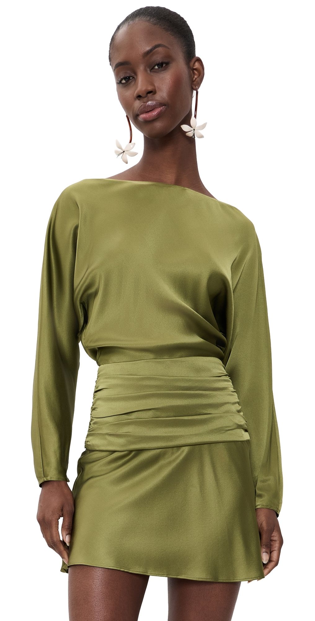 STAUD Freda Silk Mini Dress Pear 16