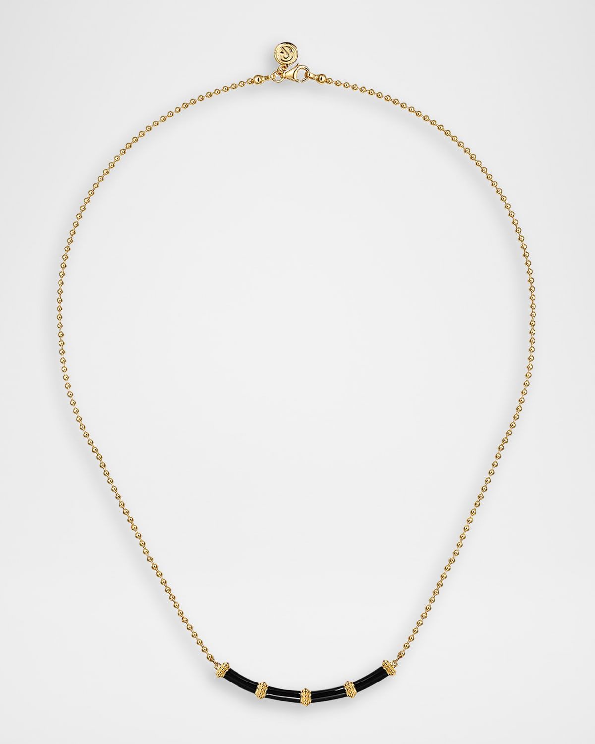 14K Yellow Gold Bujukan Bar Necklace with Black Enamel