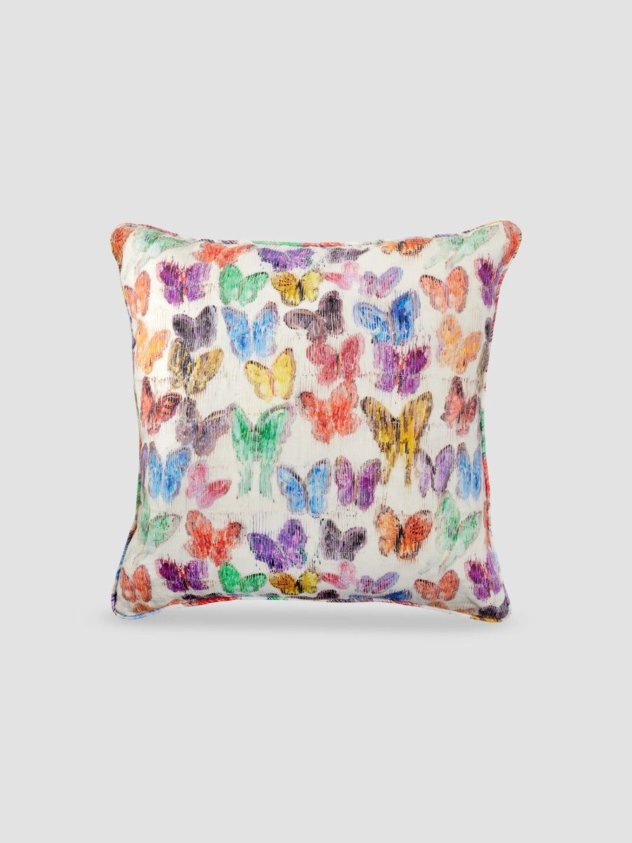 Hunt Slonem Spring Butterflies Linen-Blend Pillow - Multi