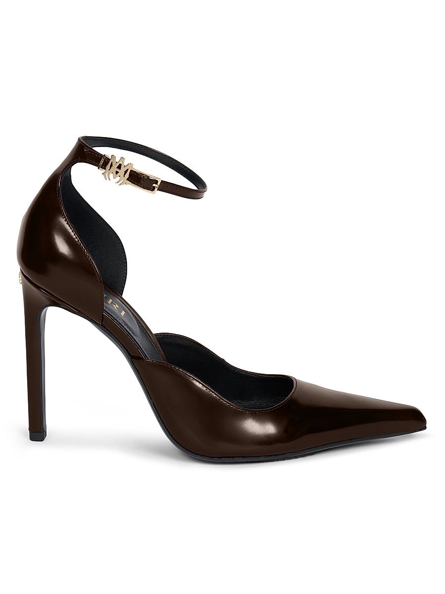 Women's MA Stiletto 100MM Leather Pumps - Dark Brown - Size 8