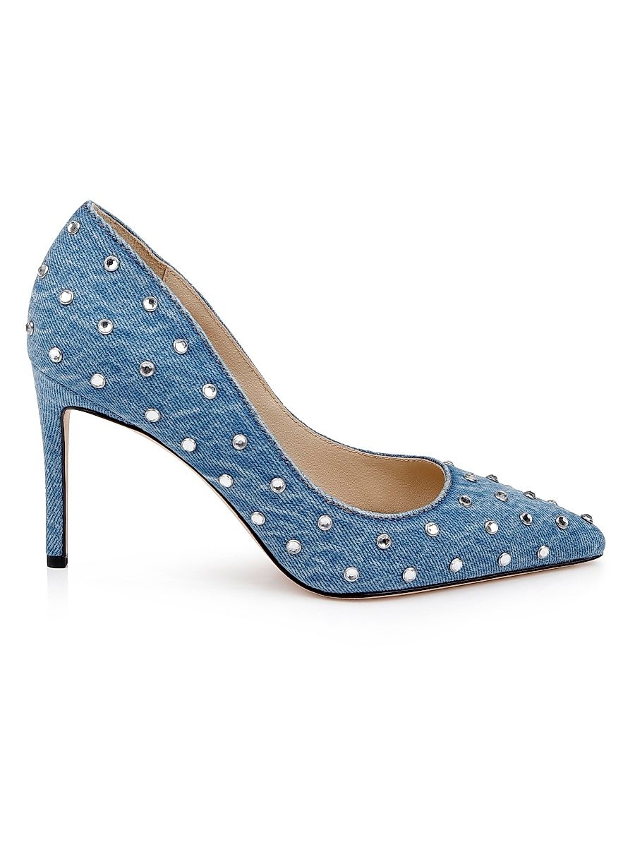 Women's Lydie 90MM Embellished Denim Pumps - Light Denim - Size 5