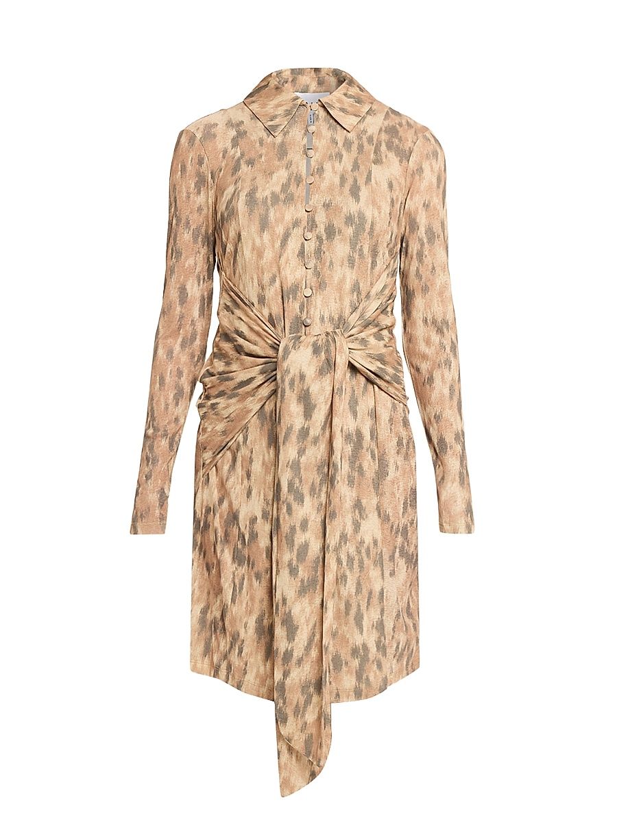 Women's Printed Marl Mesh Mini Shirtdress - Burro - Size 14
