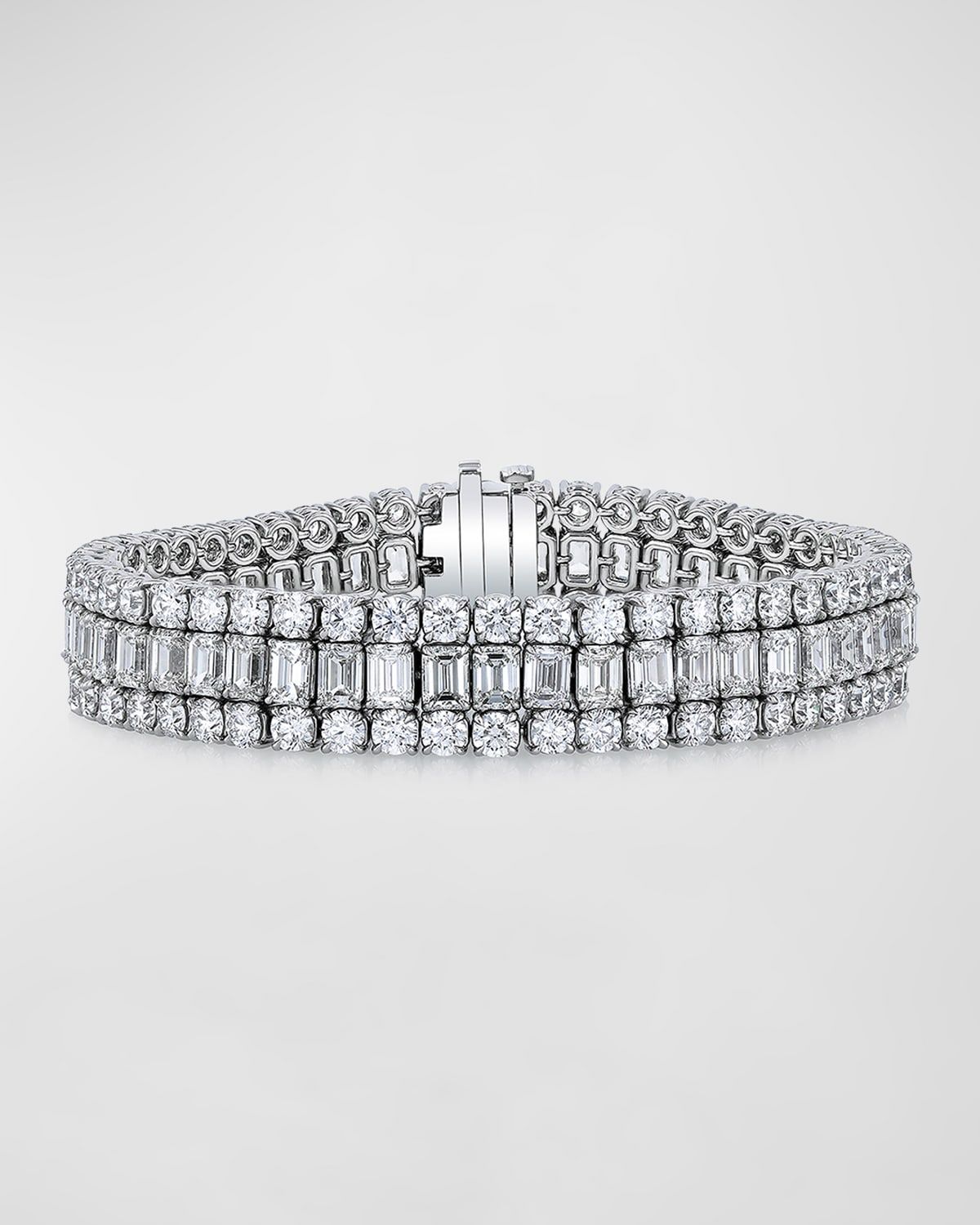 Platinum 3 Row Diamond Bracelet, 7", 29.80tcw