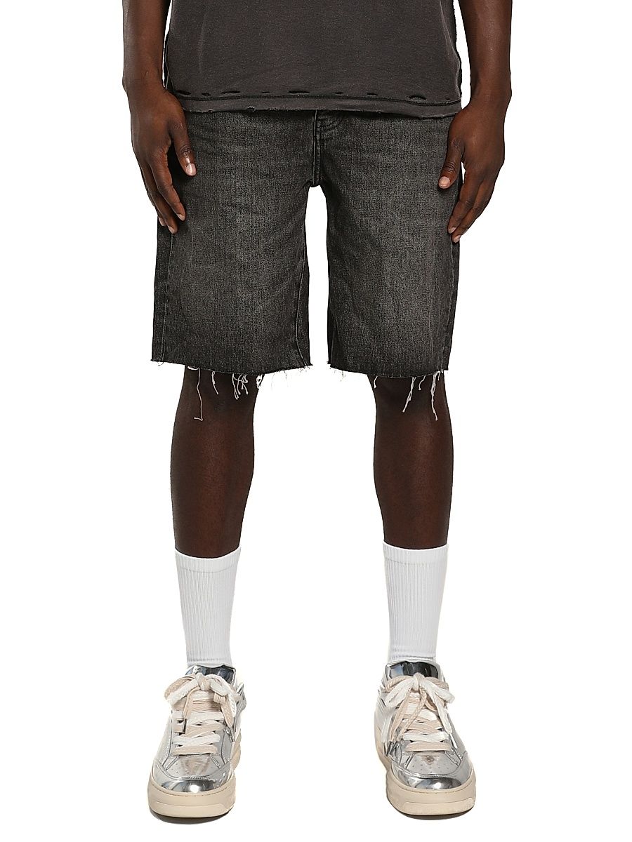 Men's Kamari Raw-Edge Denim Shorts - Black - Size 32