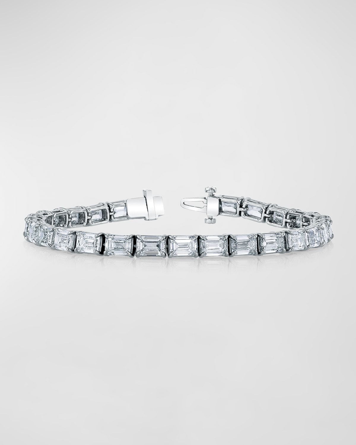 Platinum East-West Prong-Set Diamond Tennis Bracelet, 12.55tcw, 7"L