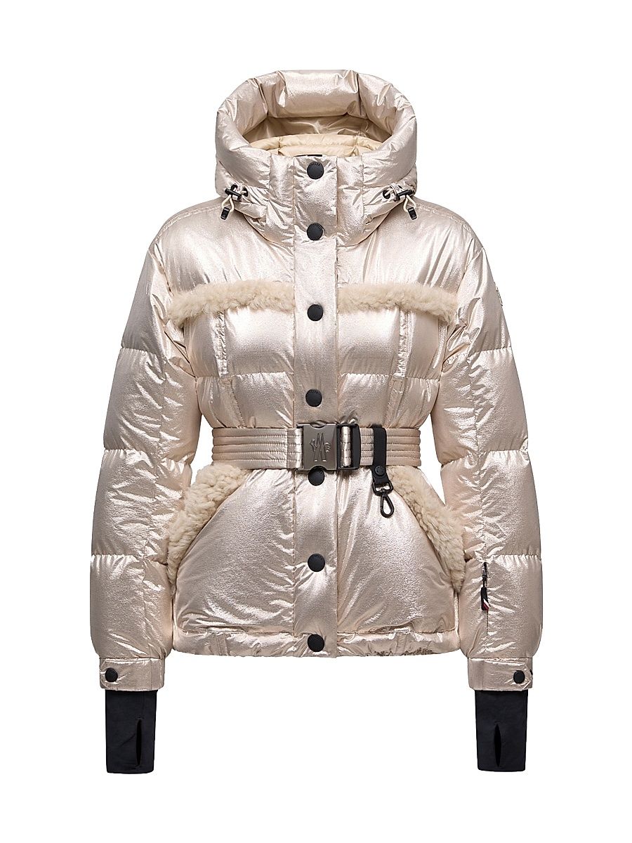 Women's Mondim Ski Jacket with Shearling Trim - Pale Gold - Size XL