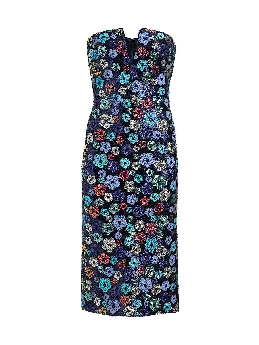 Women's Ella Floral-Sequinned Midi-Dress - Navy Sequin - Size 16