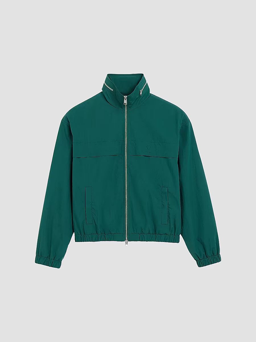 AMI Paris Men's Ami de Coeur Full-Zip Windbreaker Jacket - Vert Sapin - Size XXL