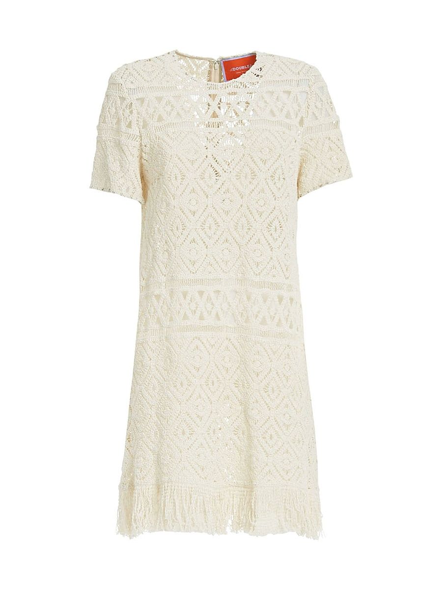 Women's Lacey Mini Swing Dress - Plaza Macrame Cream - Size XS